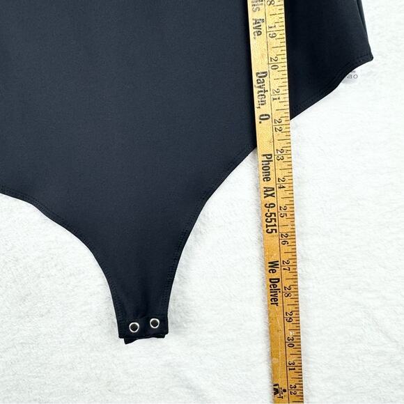 Good American Scuba Tee Thong Bodysuit Black Plus Size 5 (2X) Minimalist Office - Picture 14 of 16